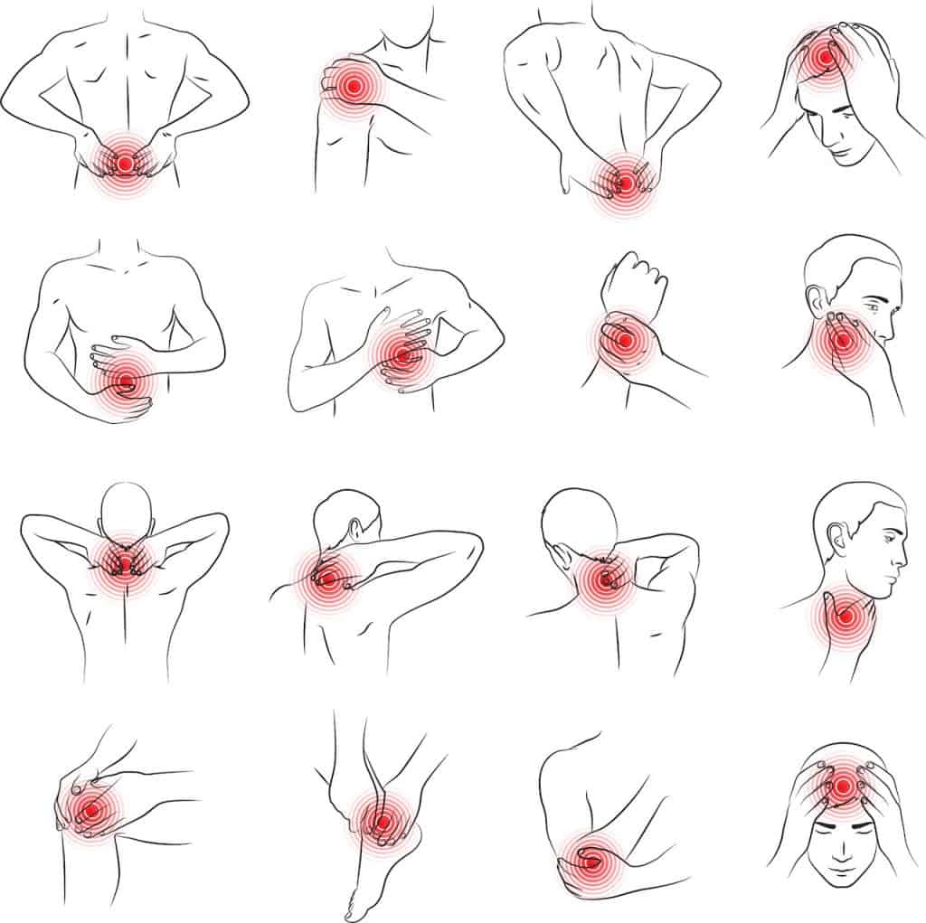 Eine Reihe verschiedener Rückenschmerzen, die ein Mann erlebte, der in Hamburg eine osteopathische Behandlung suchte.