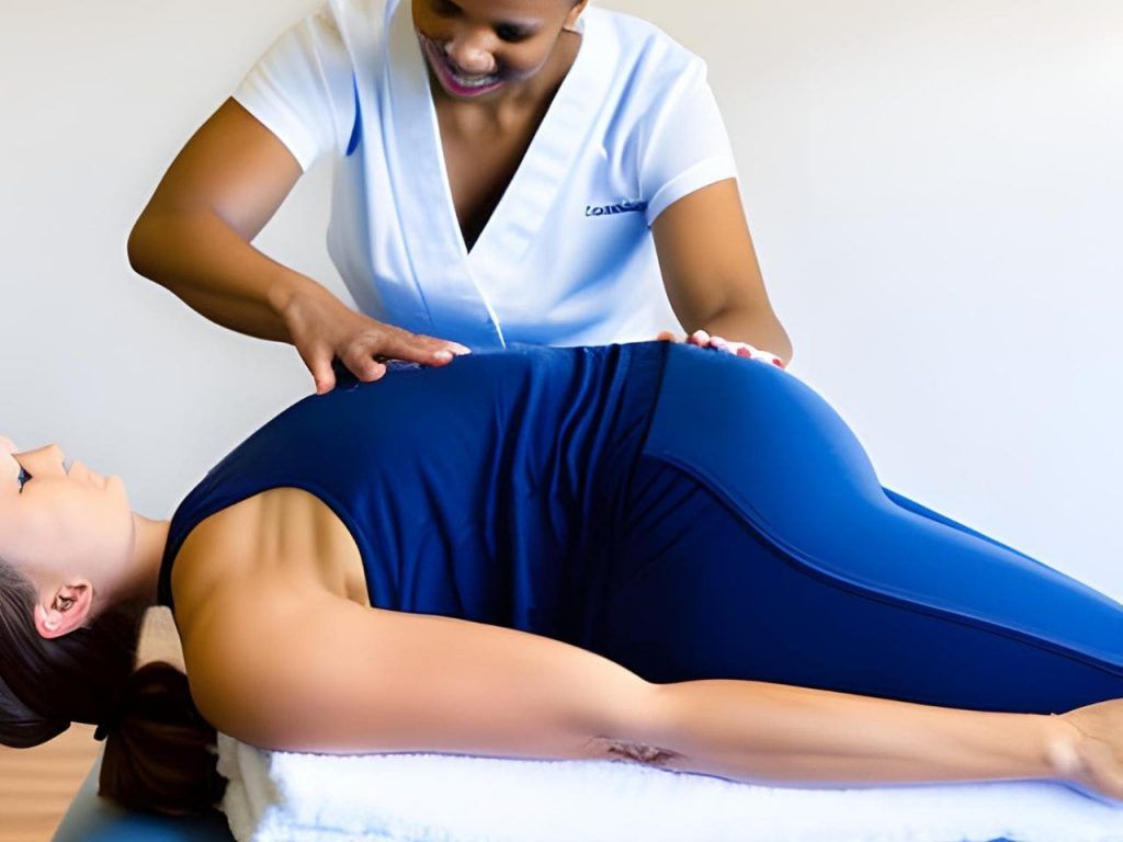 Eine schwangere Frau erhält eine entspannende Massage von einem erfahrenen Masseur, der auf Schwangerschaftsvorsorge spezialisiert ist.